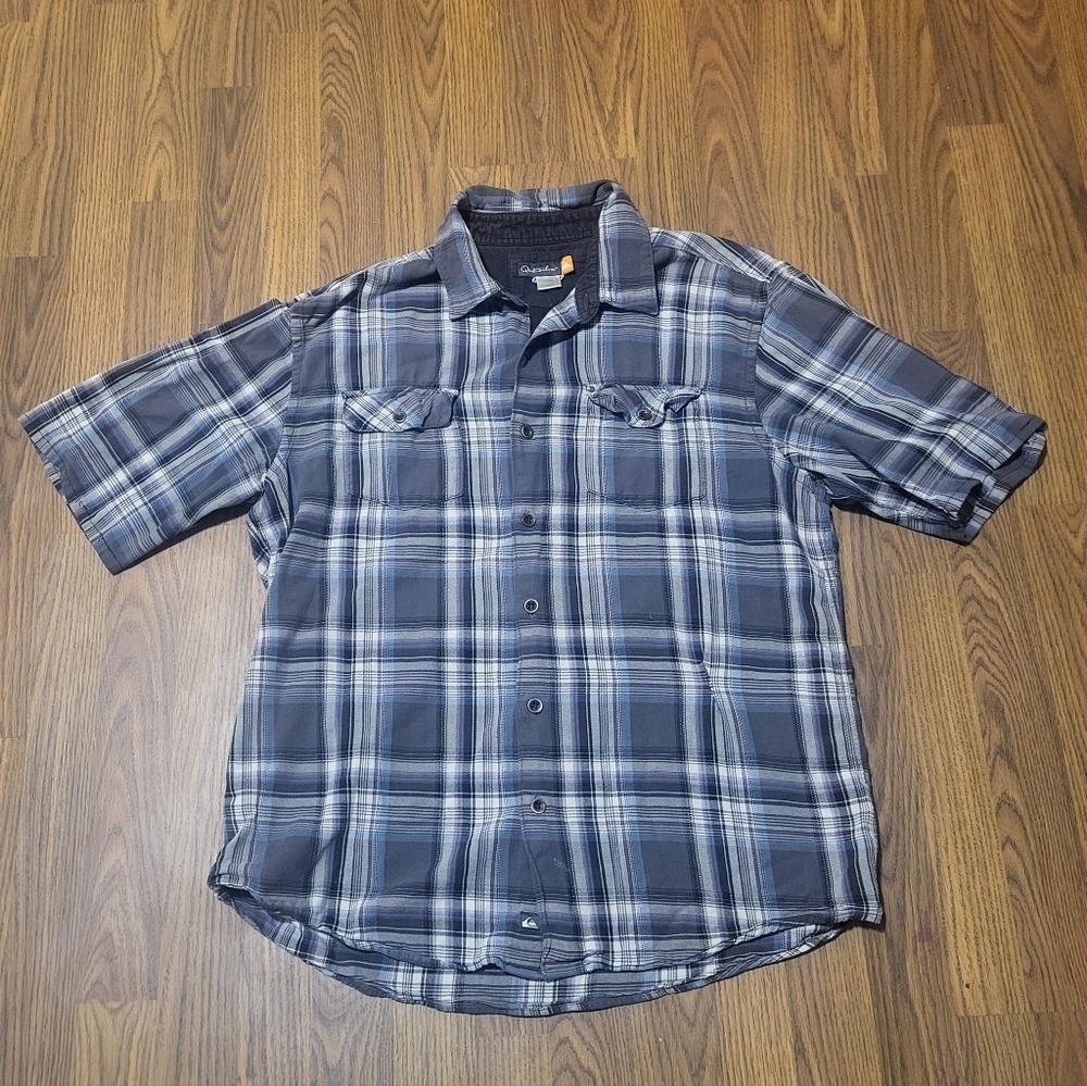 Quiksilver Waterman Collection Men’s XL Plaid Button-Down Shirt Surf Casual C82